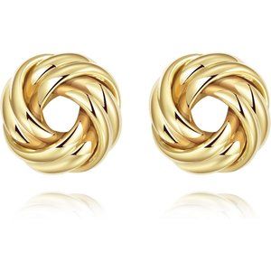 925 Sterling Silver Gold Earring for Women Trendy Statement Drop Stud Best Gift